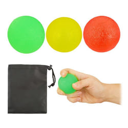 Relaxdays Lot de 3 balles à gripper Balles à serrer dentraînement et réduire le stress sac 5 cm Ø jaune/rouge/verte