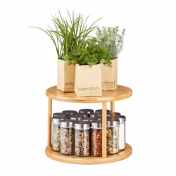 Relaxdays Étagère rotative de cuisine Rotonde à épices 360° étagère à parfums HxD 195 x 245 cm bambou naturel