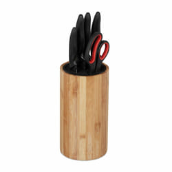 Relaxdays Bloc à couteaux bambou non garni, Porte-couteaux bois, Rangement universel 10 couteaux HLP 23x12,5cm, nature