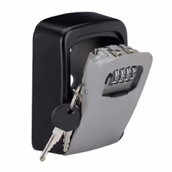 Relaxdays 10027684, Coffre-fort portable, Noir, Gris, Code, Verrouillage à combinaison, Aluminium, Mur, 90 mm
