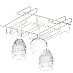 Relaxdays - support à verres à vin, Accessoire d'armoire pour 12 verres à pieds, bar, métal, 8,5 x 34,5 x 26 cm, argenté
