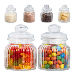 Relaxdays - lot de 6 bocaux en verre, 700 ml, couvercle, pour aliments dans la cuisine, candy bar, hermétique, transparent