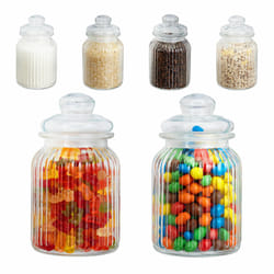 Relaxdays - lot de 6 bocaux en verre, 1000ml, couvercle, pour aliments dans la cuisine, candy bar, hermétique, transparent