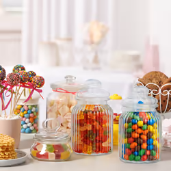 Relaxdays - lot de 6 bocaux en verre, 1000ml, couvercle, pour aliments dans la cuisine, candy bar, hermétique, transparent