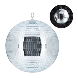 Relaxdays boule à facette, à suspendre, pour plafond, grande boule disco, déco-fêtes, fêtes à thème, disco ball diamètre 30 cm, couleur argenté