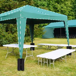 Relaxdays Poids de lestage de pavillon, jeu de 4, lestage pour tentes, à remplir de sable, pierres, 10 kg par pied, noir