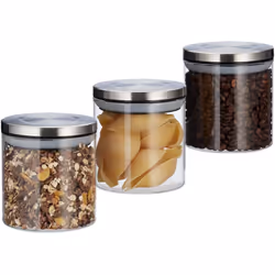 Avec ces pots en verre de cuisine en jeu de 3, conservez vous provisions alimentaires de façon peu encombrante et sous la mai ...