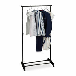 Portant en métal, penderie, porte vêtements, tringle rangement entrée, hauteur réglable 102,5 - 180,5 cm, noir - Relaxdays