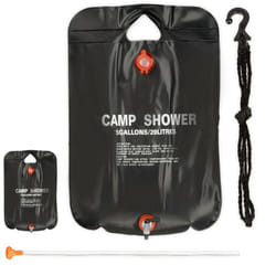 Douche solaire 20 litres, lot de 2, camping, randonnée, à suspendre, pliable, avec douchette, extérieur, mobile, noir