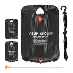 Douche solaire 20 litres lot de 3 camping randonnée à suspendre pliable avec douchette extérieur mobile noir