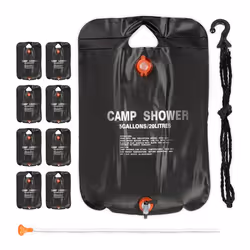 Douche solaire 20 litres lot de 9 camping randonnée à suspendre pliable avec douchette extérieur mobile noir