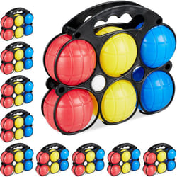 Boule de pétanque enfant, lot de 10 jeux, 60 boules, 3 couleurs, plastique, avec cochonnet & étui de transport, coloré