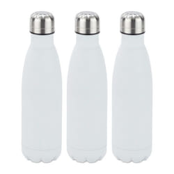 3x Gourde inox bouteille eau acier inoxydable 05 litre isotherme froid chaud blanc