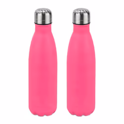 2x Gourdes inox bouteille eau acier inoxydable 05 litre isotherme froid chaud rose