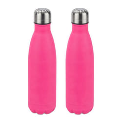 2x Gourdes inox bouteille eau acier inoxydable 05 litre isotherme froid chaud rose