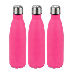 3x Gourde inox bouteille eau acier inoxydable 05 litre isotherme froid chaud rose