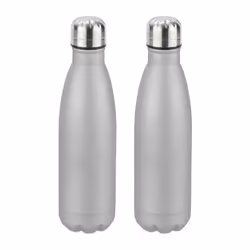 2x Gourdes inox bouteille eau acier inoxydable 05 litre isotherme froid chaud argent