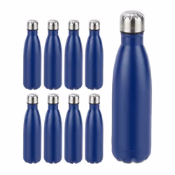 9x Gourdes inox bouteille eau acier inoxydable 05 litre isotherme froid chaud bleu