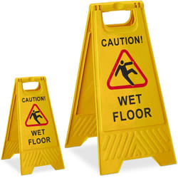 Relaxdays - Panneau sol glissant, lot de 2, anglais, Caution Wet Floor, texte sur les deux côtés, chevalet attention, pliant, jaune
