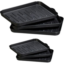 Relaxdays - Bacs à chaussures, lot de 6, égouttoirs en plastique, pour 6 paires de souliers, plateaux, 3 x 35 x 27 cm, noir