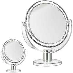 Relaxdays - Miroir de maquillage grossissant, lot de 2, à poser miroir rond pivotant sur pied HxlxP: 23 x 19 x 10 cm, transparent