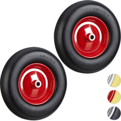Relaxdays - Lot de 2 roues de brouette 4.80 4.00-8, roue en caoutchouc, roue de secours, jante, pneus de diable 100 kg charge