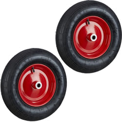 Roue de brouette caoutchouc 200 kg, lot de 2, roue de rechange sans axe, caoutchouc essieu 4.80 4.00-8, noir-rouge