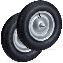 Roue de brouette caoutchouc 200 kg, lot de 2, roue de rechange axe, jante essieu 4.80 4.00-8, noir