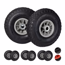 Roue de diable lot de 8 roues de brouette roue de rechange axe3.00-4 caoutchouc 260x85 mm 80 kg noir - gris