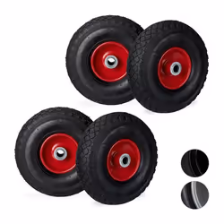 Roue de diable lot de 4 roue brouette roue de rechange caoutchouc 3.00-4 100 kg 260 x 85 mm noir-rouge