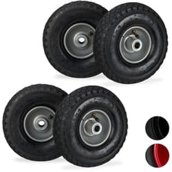 Relaxdays - Roue de diable, roue brouette, lot de 4, roue de rechange, caoutchouc 3.00-4, 100 kg, 260 x 85 mm, noir-gris
