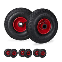 Roue de brouette lot de 8 caoutchouc roue de rechange pour axe de 25 mm 3.00-4 noir-rouge
