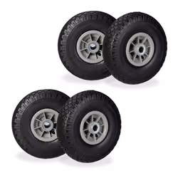 Roue de diable 4x roue de brouette caoutchouc 3.00-4 260 x 85 mm pour axe de 20 mm noir-gris