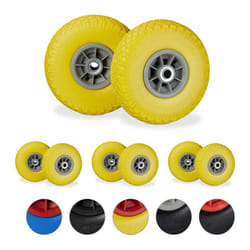 Roue de diable 8x roue de brouette caoutchouc 3.00-4 260 x 85 mm pour axe de 20 mm jaune-gris