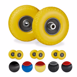 Roue de diable lot de 8 roue de brouette caoutchouc pour axe de 20 mm 3.00-4 260 x 85 mm jaune-gris