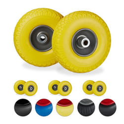 Roue de diable lot de 8 roue de brouette caoutchouc pour axe de 20 mm 3.00-4 260 x 85 mm jaune-gris