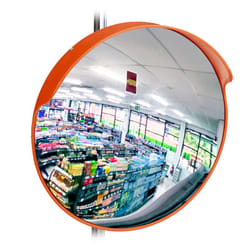 Relaxdays - Miroir d'observation 45 cm, professionnel, solide, intérieur, fixation inclue, pour mur & poteaux, rouge