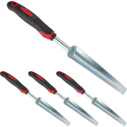 Relaxdays - Désherbeur manuel, lot de 4, déracineur pour enlever les mauvaises herbes, manche ergonomique, l: 37,5 cm, noir-rouge