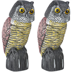 Relaxdays - Chouette épouvantail, lot de 2, tête à hochement, statue décorative sur pieds, pour le jardin, balcon, terrasse, coloré