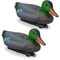 Relaxdays - Canard en plastique, lot de 2, nageant, résistant aux intempéries, figurine pour l'étang, le jardin, multicolore