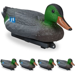 Relaxdays - Canard en plastique, lot de 5, nageant, résistant aux intempéries, figurine pour l'étang, le jardin, multicolore