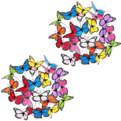 Relaxdays - Décoration de jardin papillon, lot de 72, jardinière, piquets pour plantes, déco extérieur, métal, pvc, coloré
