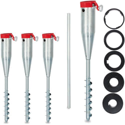 Relaxdays - Pied de parasol, lot de 4, Porte-parasol, Support à vis, Douille de sol à visser, adaptateurs 25-55 mm, acier galvanisé