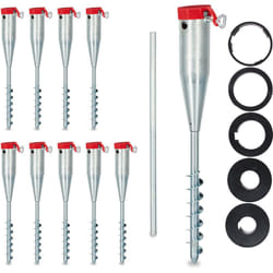Relaxdays - Pied de parasol, lot de 10, Porte-parasol, Support à vis, Douille de sol à visser, adaptateurs 25-55 mm, acier galvanisé