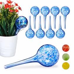 Globes d’arrosage lot de 10 distributeur eau irrigation plantes et fleurs outil de bureau Ø 6 cm 75 ml verre bleu