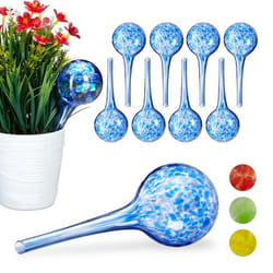 Globes d’arrosage lot de 10 distributeur eau irrigation plantes et fleurs outil de bureau Ø 6 cm 75 ml verre bleu