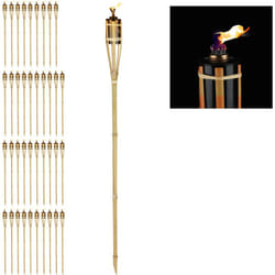 Relaxdays - Torche de jardin en lot de 40, flambeaux en bambou, avec mèche, éclairage d'ambiance, hauteur : 90 cm, nature