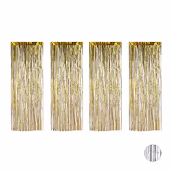 Rideaux de fêtes lot de 4 Décoration anniversaire et mariage fils franges pailletés 100 x 250 cm doré