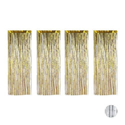 Rideaux de fêtes lot de 4 Décoration anniversaire et mariage fils franges pailletés 100 x 250 cm doré