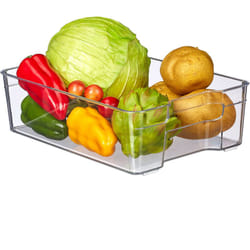 Relaxdays Rangement frigo, organisateur cuisine, aliments, HLP 9 x 21,5 x 32 cm, boîte avec poignées, bac, transparent